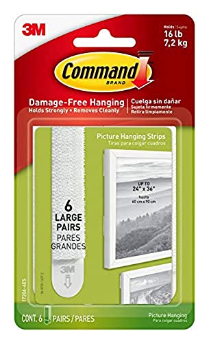 Command Large Picture Hanging Strips, Damage Free Hanging Picture Hangers, No Tools Wall Hanging Strips for Living Spaces, 24 Adhesive Strip Pairs (48 Strips)