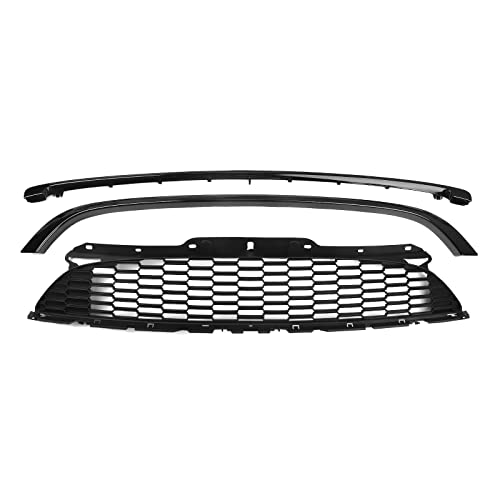 Car Front Bumper Grille Mesh + Frame Trim For Mini Cooper R55 R56 R57 R58 2007-2015 Black