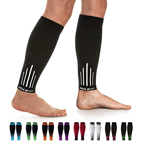 NEWZILL Compression Calf Sleeves (20-30mmHg) for Men & Women - Perfect Option to Our Compression Socks - for Running, Shin Splint, Medical, Travel, Nursing, Cycling (L/XL, White)