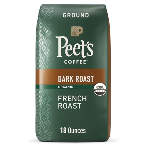 Peet's Coffee, Dark Roast Ground Coffee - Organic French Roast 18 Ounce Bag, USDA Organic