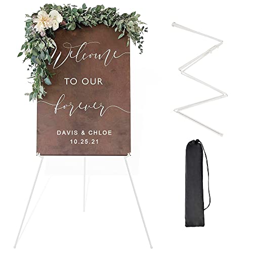 DANMO Easel Stand for Wedding Sign Poster 63'' Instant Display Easel for Floor Adjustable Metal Art Easel White