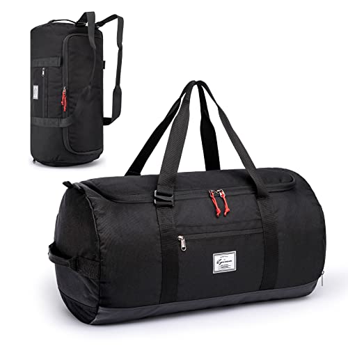 Lyweem 60L Duffle Bag for Men Travel Duffel Bag Large Size for Women Weekender Overnight with Shoes Compartment Multifunctional Gym Bags, Black