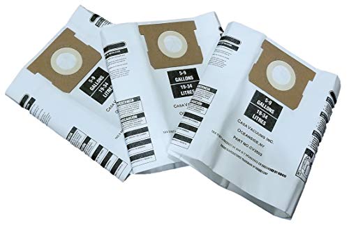 3 Replacement VF3503 Bags. Compatible with Ridgid 5-9 Gallon Wet/Dry Vacuum Units. High Efficiency Multi-Layer Collection Bags.