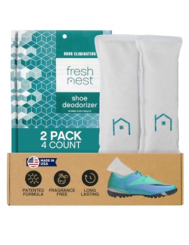 Fresh Nest Shoe Deodorizer with Zeolites 2-Pack - Odor Eliminator, Air Freshener, Smell Absorber, Sneakers, Gym Bags, Soccer Cleats, Closets, Pet Area, Reusable - Shoe Deodorant