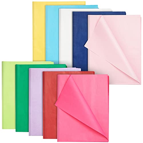 Juvale 120 Sheets Tissue Paper for Gift Bags, Crafts - Colorful Tissue Paper for Packaging, Presents, Gift Wrapping Supplies (10 Colors, 26x20 in)