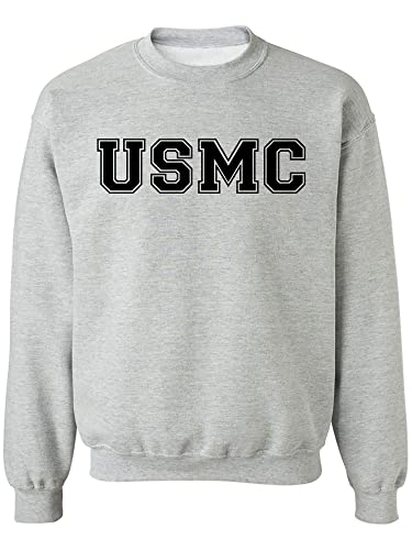 zerogravitee USMC Athletic Marines Military Style Crewneck Sweatshirt in Gray - Large