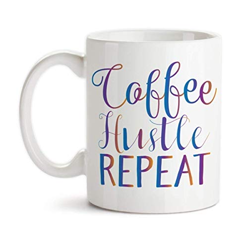 Coffee Hustle Repeat Ceramic Coffee Mug Cup
