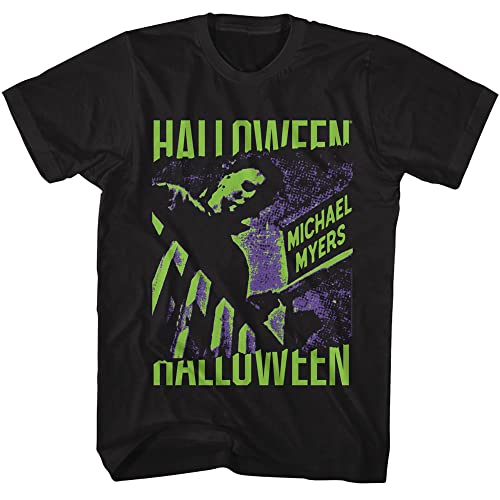 Halloween Movie T-Shirt Michael Myers Stairs Mens Adult Short Sleeve T Shirts Vintage Style Graphic Tees Black