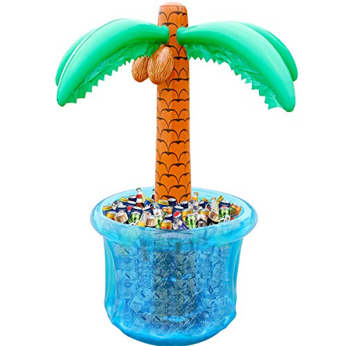 PARENTSWELL 63'' Inflatable Palm Tree Cooler, Summer Swimming Party Decoration, Party Supplies for Pool Party, Tropically Themed Party Luau Party and Hawaiian Party Decorations