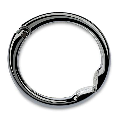 Clipa Bag Hanger - Polished Hematite PVD - The Ring That Opens Into a Hook and Hangs in Just 1/2' of Space, Holds 33 lbs., 3 yr. Warranty