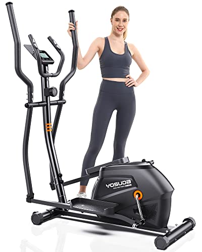 YOSUDA Compact Elliptical Machine - Elliptical Machine for Home Use, Elliptical Exercise Machine with Hyper-Quiet Magnetic Drive System, 16 Resistance Levels, with LCD Monitor & iPad Mount