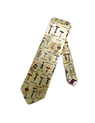 Museum Artifacts Mens Wine Corkscrews Necktie - Beige - One Size Neck Tie