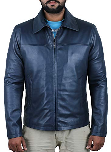 Laverapelle Men's Genuine Lambskin Leather Jacket (Navy Blue, 2XL, polyester Lining) - 1501814