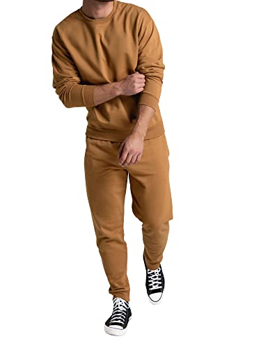 Fruit of the Loom Men's Eversoft Fleece Joggers with Pockets, Relaxed Fit, Moisture Wicking, Breathable, Tapered Sweatpants, Golden Pecan, Medium