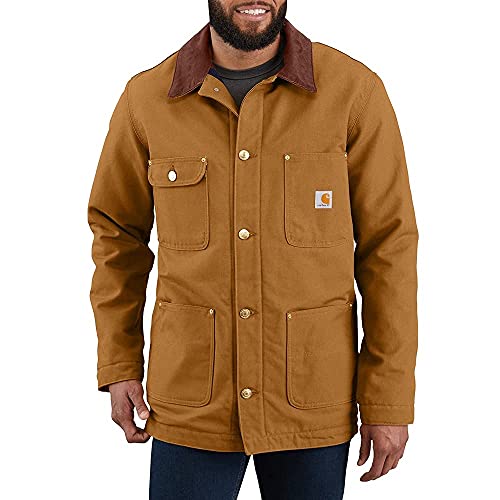 Carhartt Men's Duck Chore Jacket C001 (Regular and Big & Tall Sizes), Brown, Medium