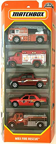 Matchbox MBX Fire Rescue 5 Pack, 1:64 Scale Vehicles