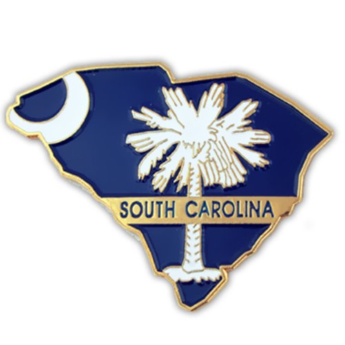 PinMart South Carolina Shape Flag Lapel Pin – Complete United States of America Pin Set – Gold Plated Enamel US State Shirt Pins – Great Commemorative/Promotional Gift