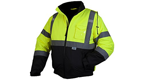 Pyramex Safety RJ3210X2 RJ32 Series Jackets Hi-Vis Lime Bomber Jacket with Quilted Lining- Size 2X Large