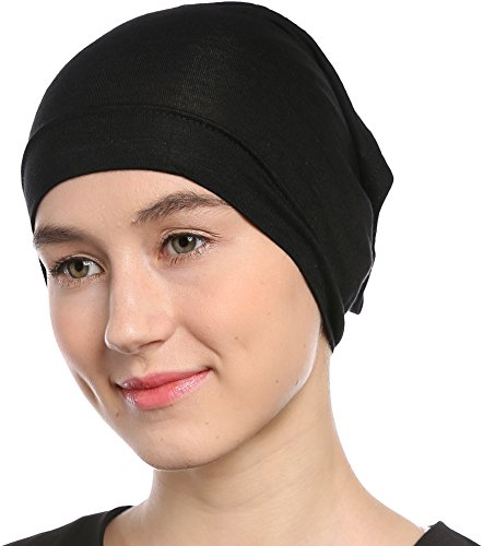 Modern Hejab mens female Black Under Scarf Tube Cap with Brim (Hijab Accessory), Black, Size One Size