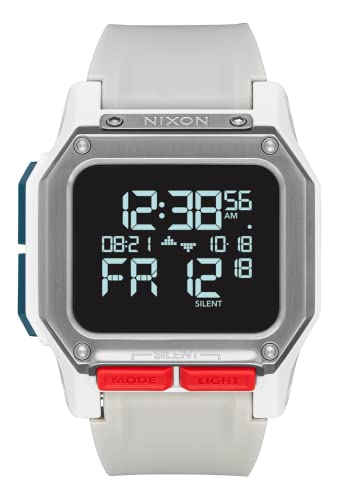 NIXON Regulus A1180 - White/Gray - 100m Water Resistant Men's Digital Sport Watch (46mm Watch Face, 29mm-24mm Pu/Rubber/Silicone Band)