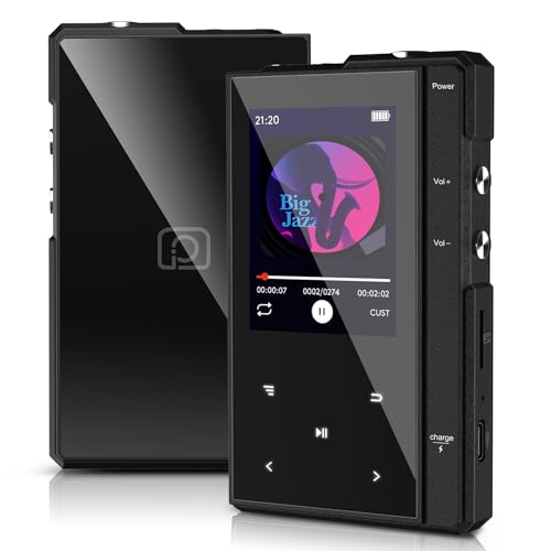 96GB MP3 Player with Bluetooth 5.0, Phinistec Z6 Portable Music Player with HD Speaker, Super Battery Life Digital Audio Player with FM Radio, E-Book, Voice-Recorder Player Supports up to 256GB