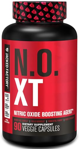 Jacked Factory N.O. XT Nitric Oxide Supplement with Nitrosigine L Arginine & L Citrulline for Muscle Growth, Pumps, Vascularity, & Energy - Extra Strength Pre Workout Muscle Builder - 90 Veggie Pills