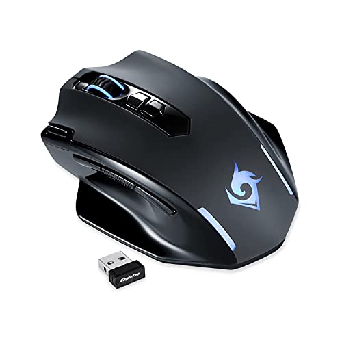 EagleTec MG001 Ergonomic Wireless Gaming Mouse, LED Backlit Cordless Portable Computer Mouse with 9 Button Programmable and Adjustable 4800 DPI for Windows PC Gamer