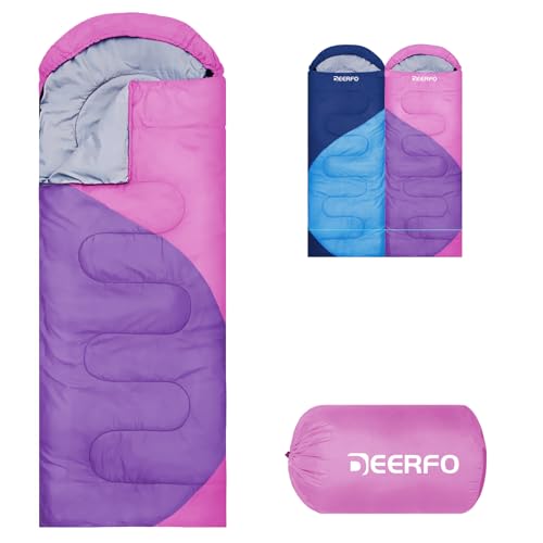 Sleeping Bags for Adults Kids - Camping Sleeping Bag for Girls Boys - Cold Weather Warm Sleeping Bag with Compression Bag for All Season - Compact Camping Gear