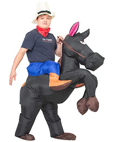 JYZCOS Inflatable Cowboy Costume Western Fancy Dress for Men Women Halloween Party Suit (Adult Black Color)