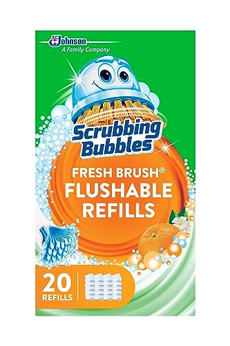 Scrubbing Bubbles Flushable Toilet Wand Refills, Fresh Brush Toilet Cleaner Refill Pads, Cleans Limescale & Fights Odors, Citrus Scent, 20 Count, Pack of 1