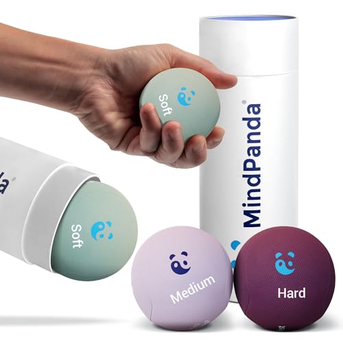 Mind & Body Stress Balls For Adults - Tri-Density Hand Therapy Exercise Squeeze Balls - Grip Strengthening For Hand Therapy - Anxiety And Stress Relief - Physical Therapy Support Fidget with Gel Core