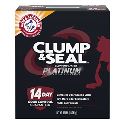 ARM & HAMMER Clump & Seal Platinum Multi-Cat Complete Odor Sealing Clumping Cat Litter with 14 Days of Odor Control, 37 lbs, Online Exclusive Formula
