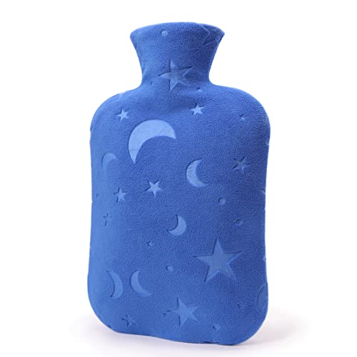 DICEVER Hot Water Bottle with Soft Cover, 2L Hot Water Bag for Menstrual Cramps, Neck and Shoulder Pain Relief, Hot and Cold Therapies, Hand Feet Warmer, Blue