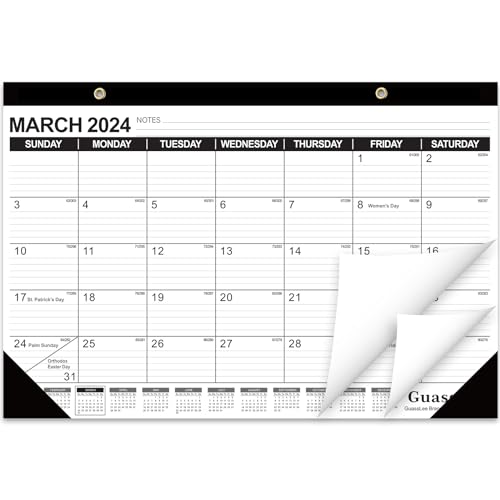 GuassLee Desk Calendar 2024-2025 - 18 Months Calendar 17' × 11.5' Desktop Calendar from Jan. 2024 to Jun. 2025 with Julian Date for Home School Office