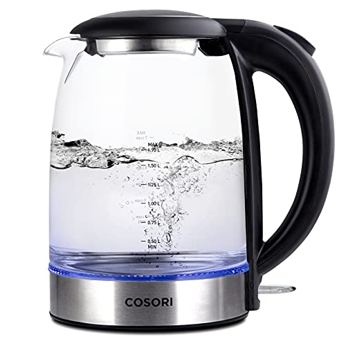 COSORI Electric Tea Kettle for Boiling Water, Stainless Steel Filter, 1.7L/1500W, Hot Water Boiler, Wide Opening&Automatic Shut Off, BPA-Free, Black
