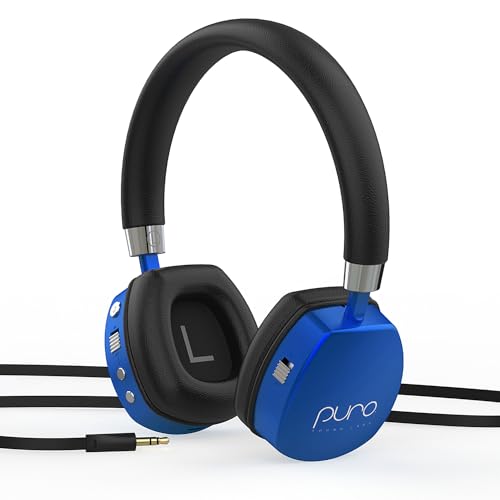 Puro Sound Labs PuroQuiet Plus Volume Limited On-Ear Active Noise Cancelling Bluetooth Headphones– Lightweight Headphones for Kids with Built-in Microphone–Safer Sound Studio-Grade Quality (Blue)