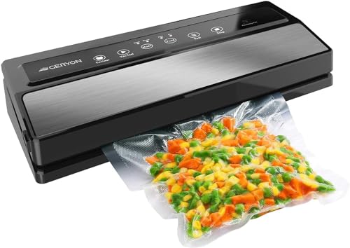 GERYON Vacuum Sealer Machine, Automatic Food Sealer, Starter Kit|Led Indicator Lights|Easy to Clean|Dry & Moist Food Modes| Compact Design (Silver)