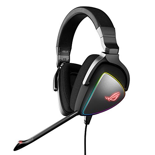 ASUS Gaming Headset ROG DELTA | Headset with Mic and Hi-Res ESS Quad-DAC | Compatible Gaming Headphones for PC, Mac, PS4, Xbox One | Aura Sync RGB Lighting,Black