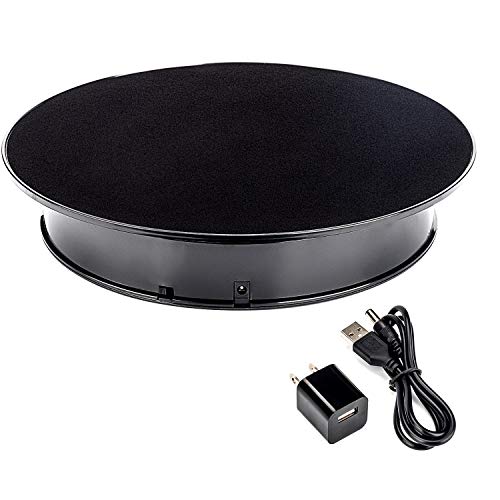 Leadleds 12 Inches Black Color Rotating Display Stand for Jewelry Portrait Model Photography Bracelet Shoe Exhibition Cake Stand