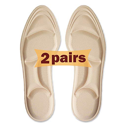 Shoe Insoles Women, Arch Support Insoles Breathable, New Material,5D Sponge Barefoot Comfort Insoles and High Heel Inserts (Beige(Women))