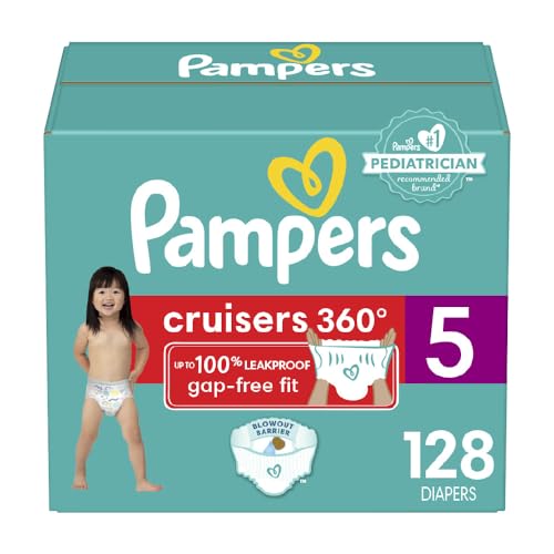 Pampers Cruisers 360 Diapers - Size 5, One Month Supply (128 Count), Pull-On Disposable Baby Diapers, Gap-Free Fit