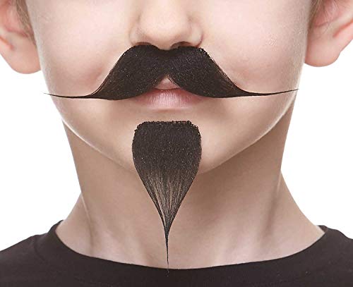 Mustaches Self Adhesive, Novelty, Small Fake Handlebar with a Goatee, Black Color