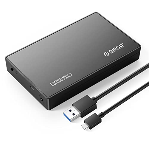 ORICO 3.5' External Hard Drive Enclosure SATA III to USB3.1 Type C for HDD Tool-Free Installation Supports UASP and 20TB Drives - Black