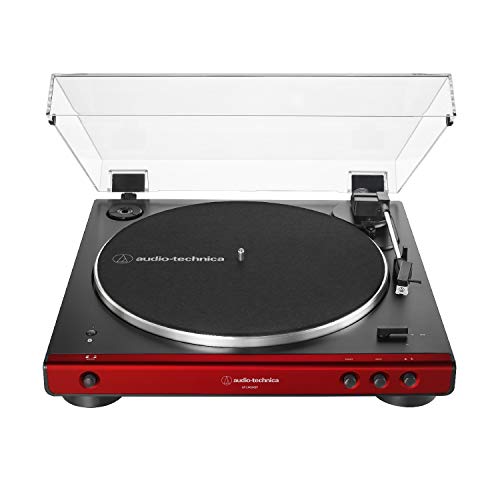 Audio-Technica AT-LP60XBT-RD Fully Automatic Belt-Drive Stereo Turntable, Red/Black, Bluetooth, Hi-Fi, 2 Speed