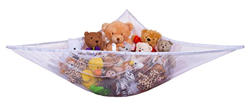 Handy Laundry Jumbo Toy Hammock, Organize Stuffed Animals or Children's Toys, Looks Great with Any Decor While neatly organizing Kid's Toys and Stuffed Animals, Expands to 5.5 feet, White