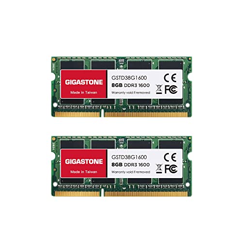 【DDR3 RAM】 Gigastone Laptop RAM 16GB (2x8GB) DDR3 16GB DDR3-1600MHz PC3-12800 CL11 1.35V SODIMM 204 Pin Unbuffered Non ECC for Notebook Laptop Memory Module Ram Upgrade Kit (Laptop ONLY)