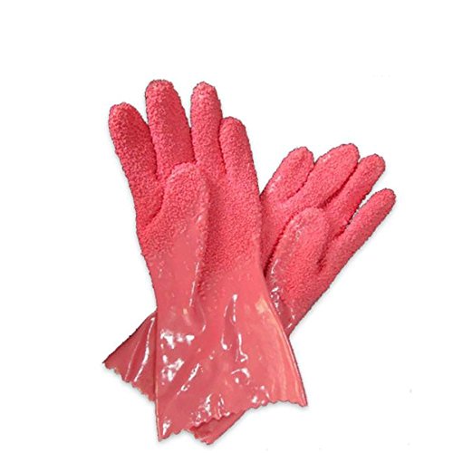 esowemsn A Pair of PVC Quick Fruit Vegetable Potato Processing Tools Rubber Peelers Gloves Kitchen Assistant Household Cleaning Accessories Gloves(Rose Red)