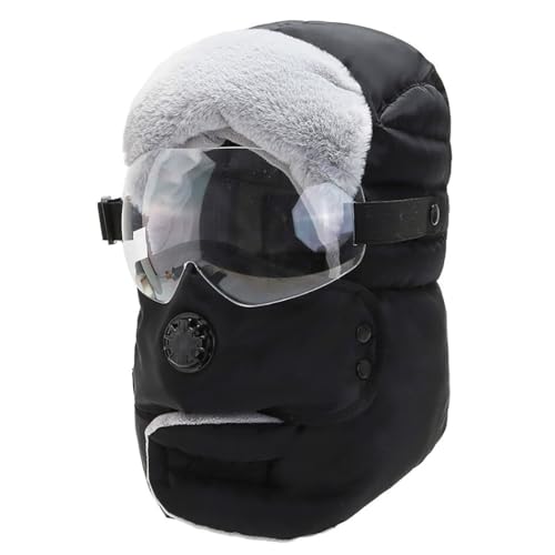Unisex Trapper Cap with Detachable Glasses – Breathable Windproof Adjustable Thick Winter Ski Trooper Hat