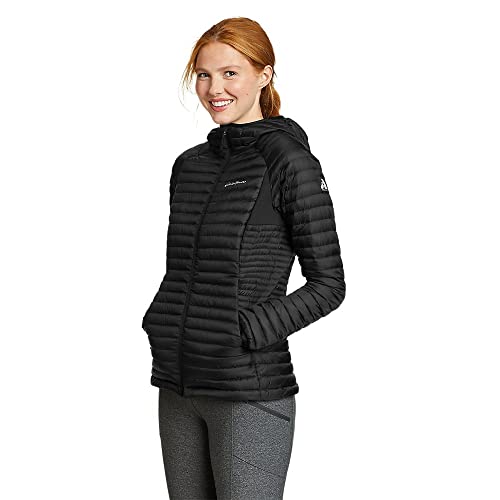 Eddie Bauer Women's MicroTherm 2.0 Down Hooded Jacket, Black, Medium