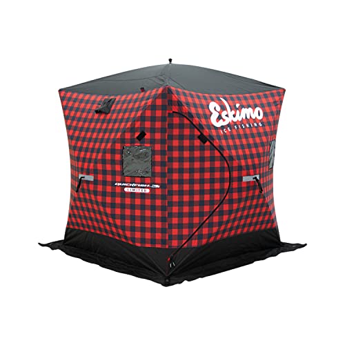 Eskimo QuickFish 3i Limited Edition, Pop-Up Portable Shelter, Insulated, Plaid, Three Person, 41445